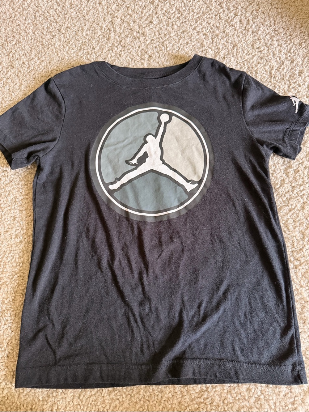 Jordan Black Tee with White and Gray Jumpman Circle